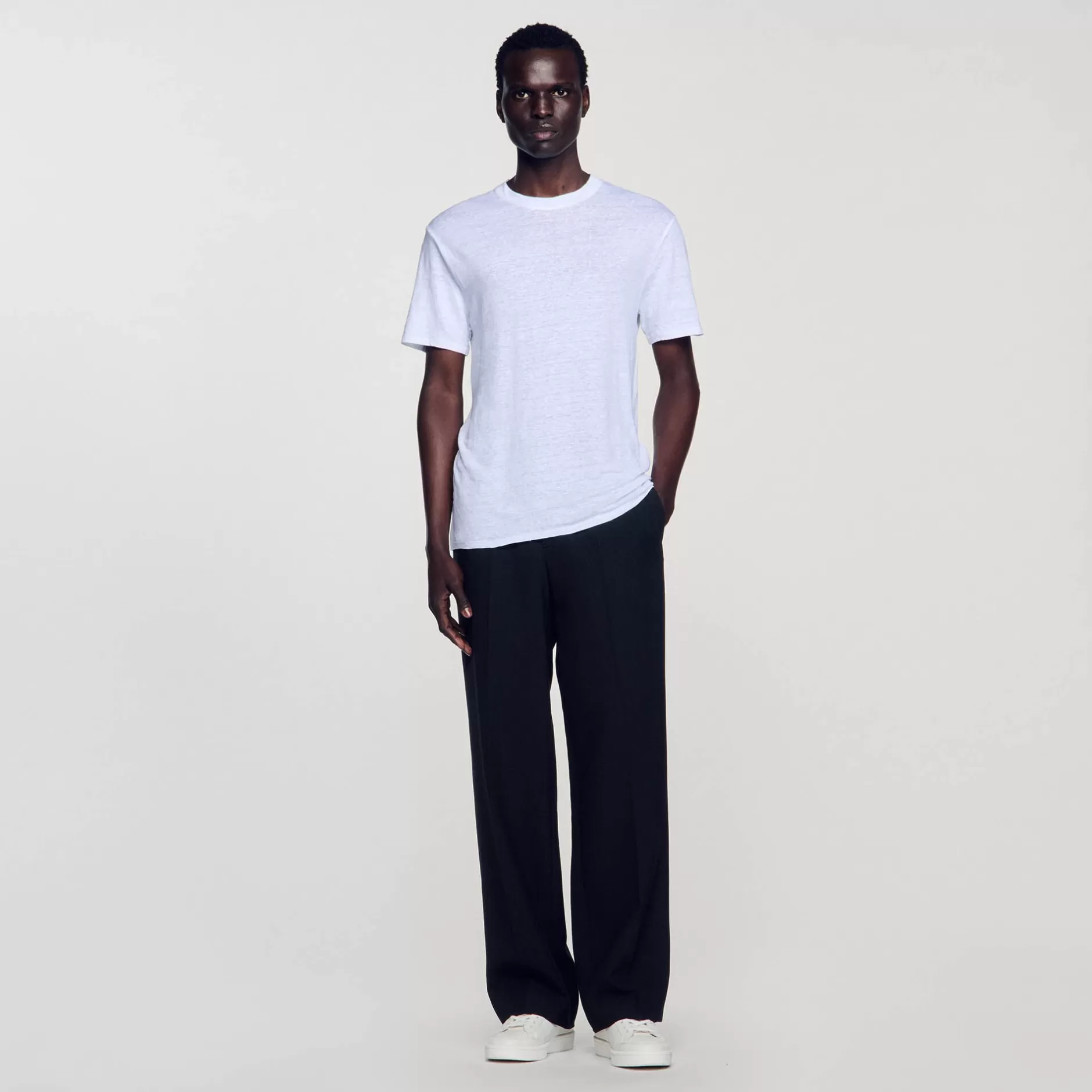 Online Sandro T-shirt En Lin Certifié blanc