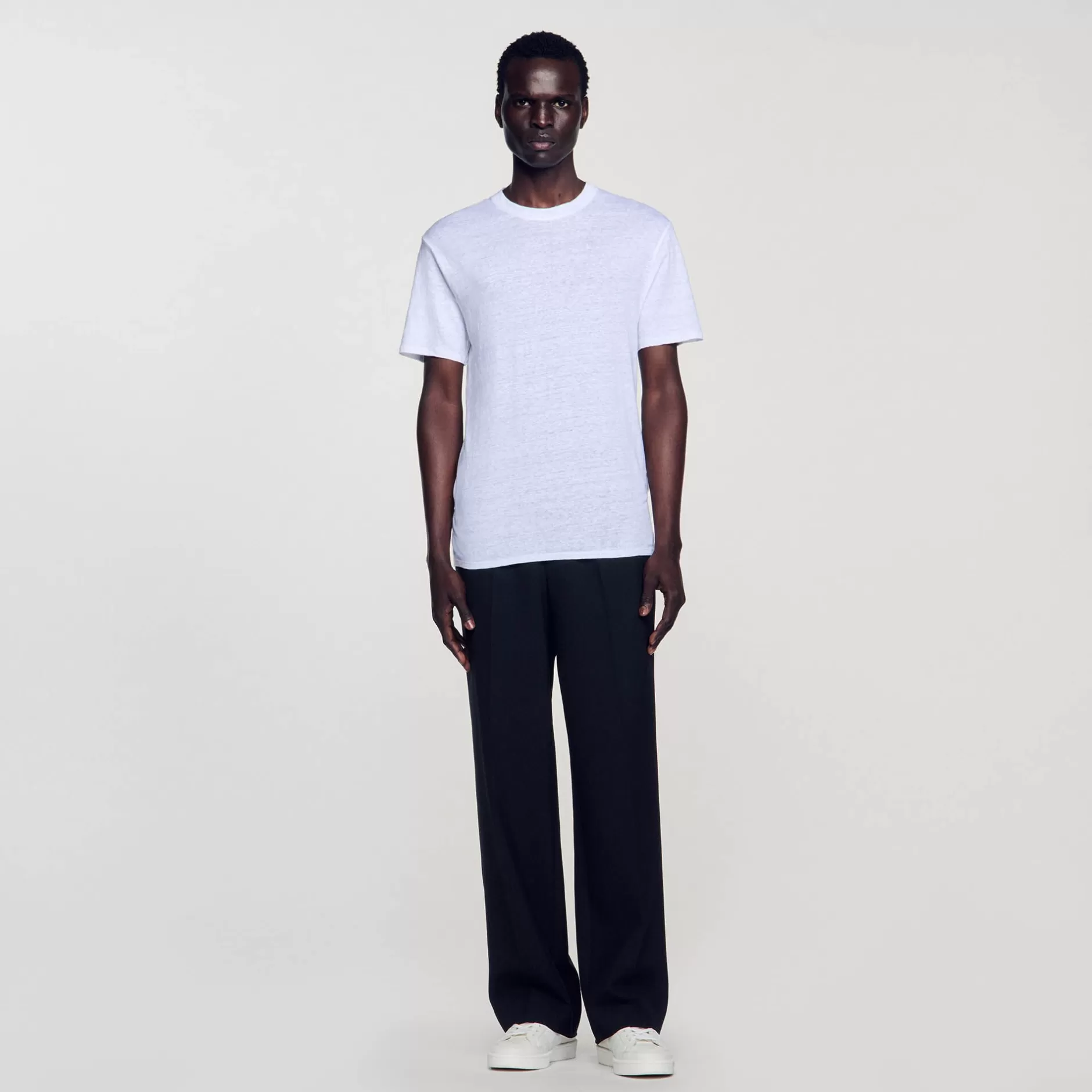 Online Sandro T-shirt En Lin Certifié blanc