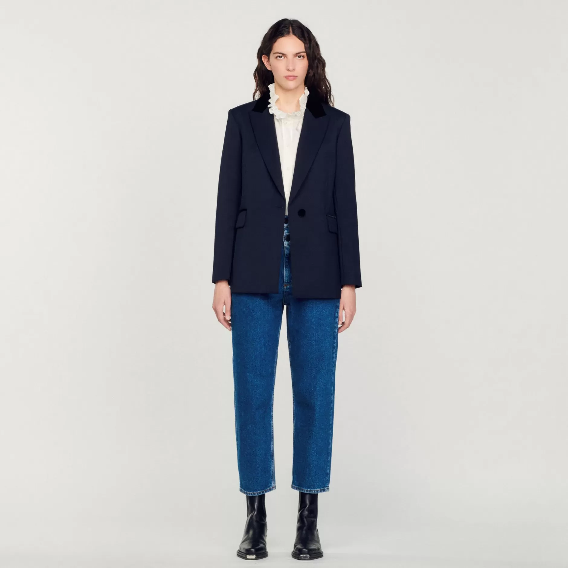 Fashion Sandro Veste De Costume Bleu marine