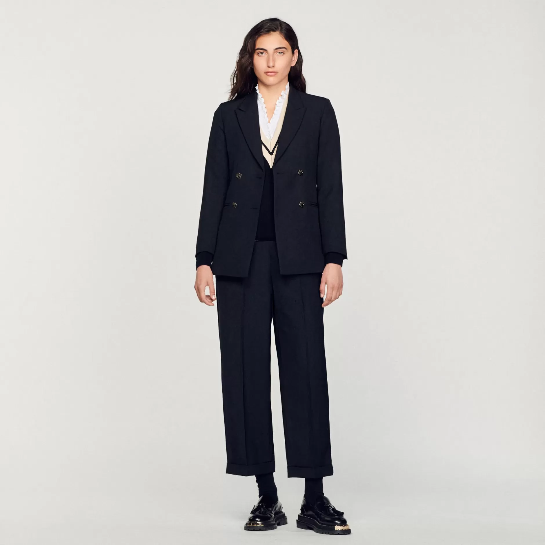 Store Sandro Veste De Costume à Double Boutonnage Noir