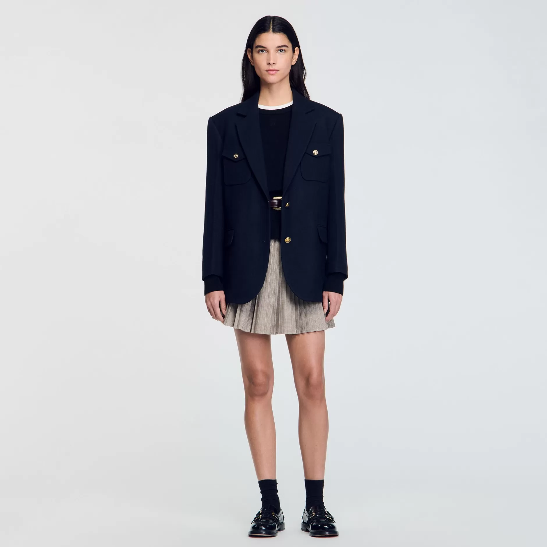 Outlet Sandro Veste De Costume Oversize Marine