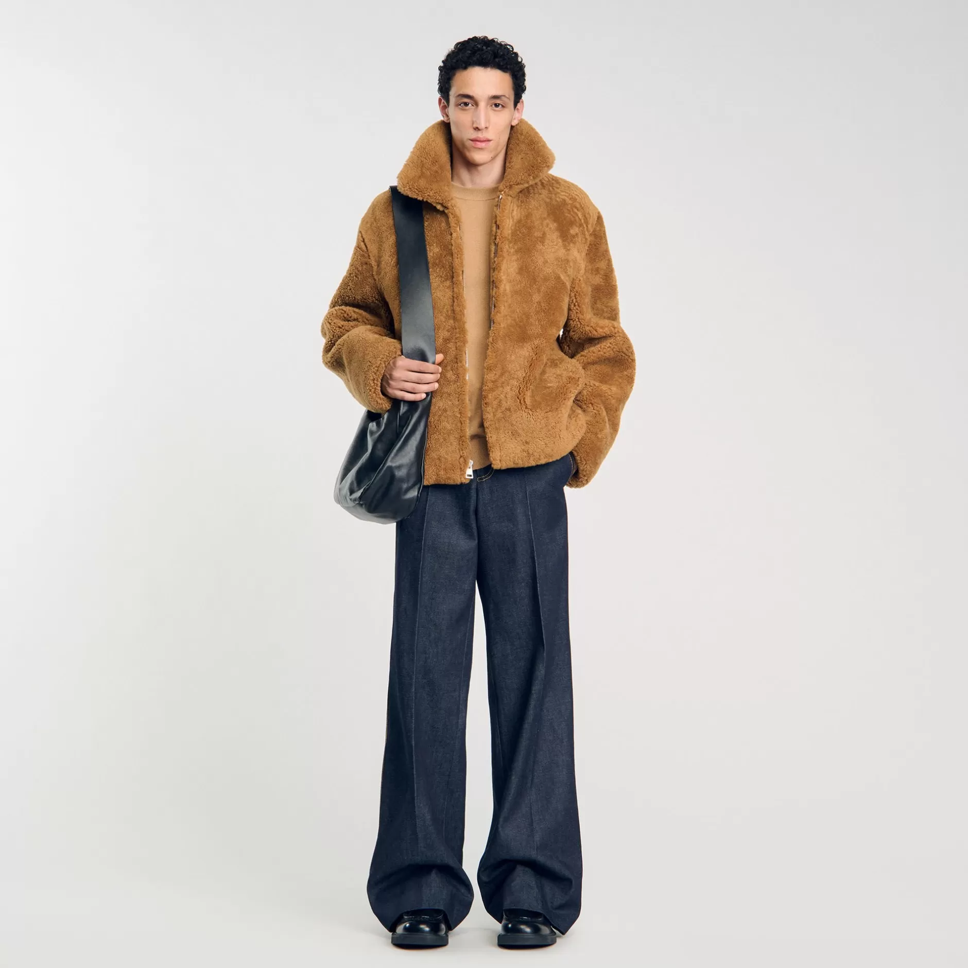 Sale Sandro Veste Shearling Camel