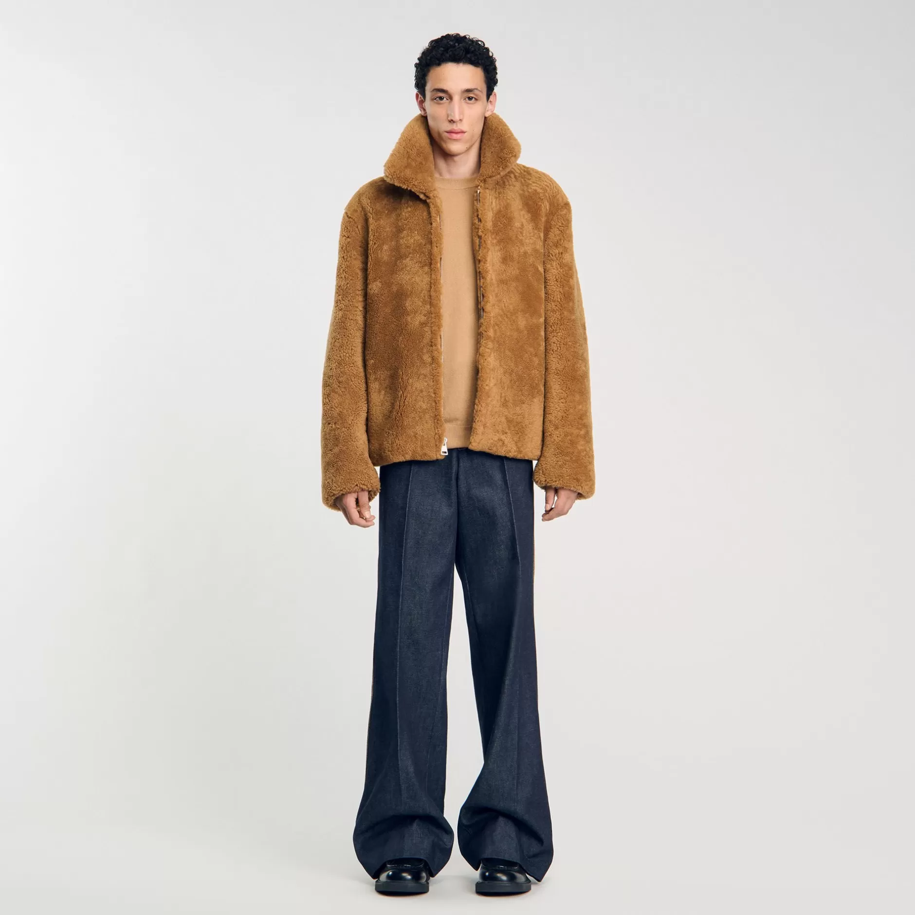 Sale Sandro Veste Shearling Camel